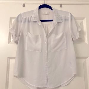 Abercrombie Chiffon Button-up w/ Rhinestones